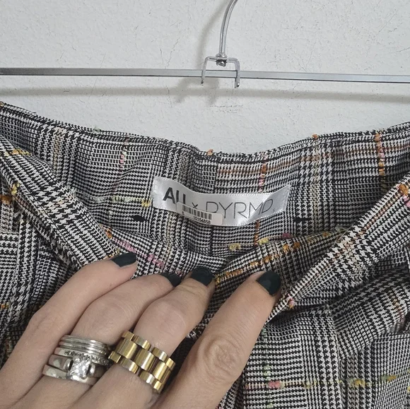 Amanda Uprichard plaid gray textured high rise straight leg pants size S - Picture 4 of 7